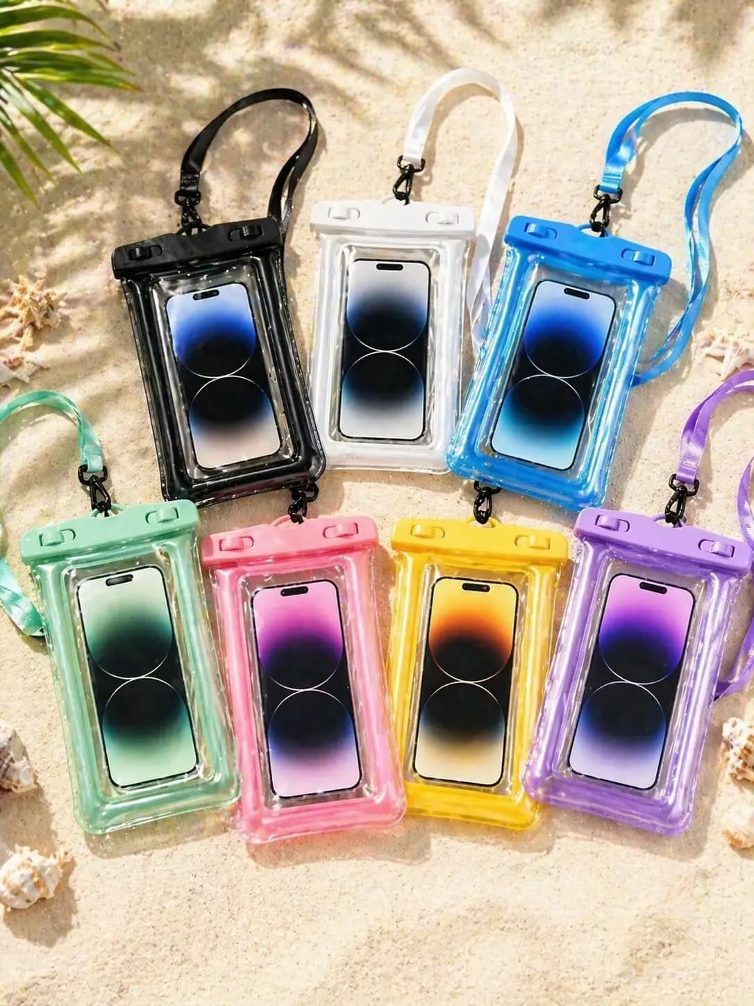 4PCS Floating Waterproof Phone Case With Airbag Protection, Random Color, Clear Touch Screen Dry Pouch With Strap For Swimming, Kayaking, Beach, Universal Fit Up To 7 Inches