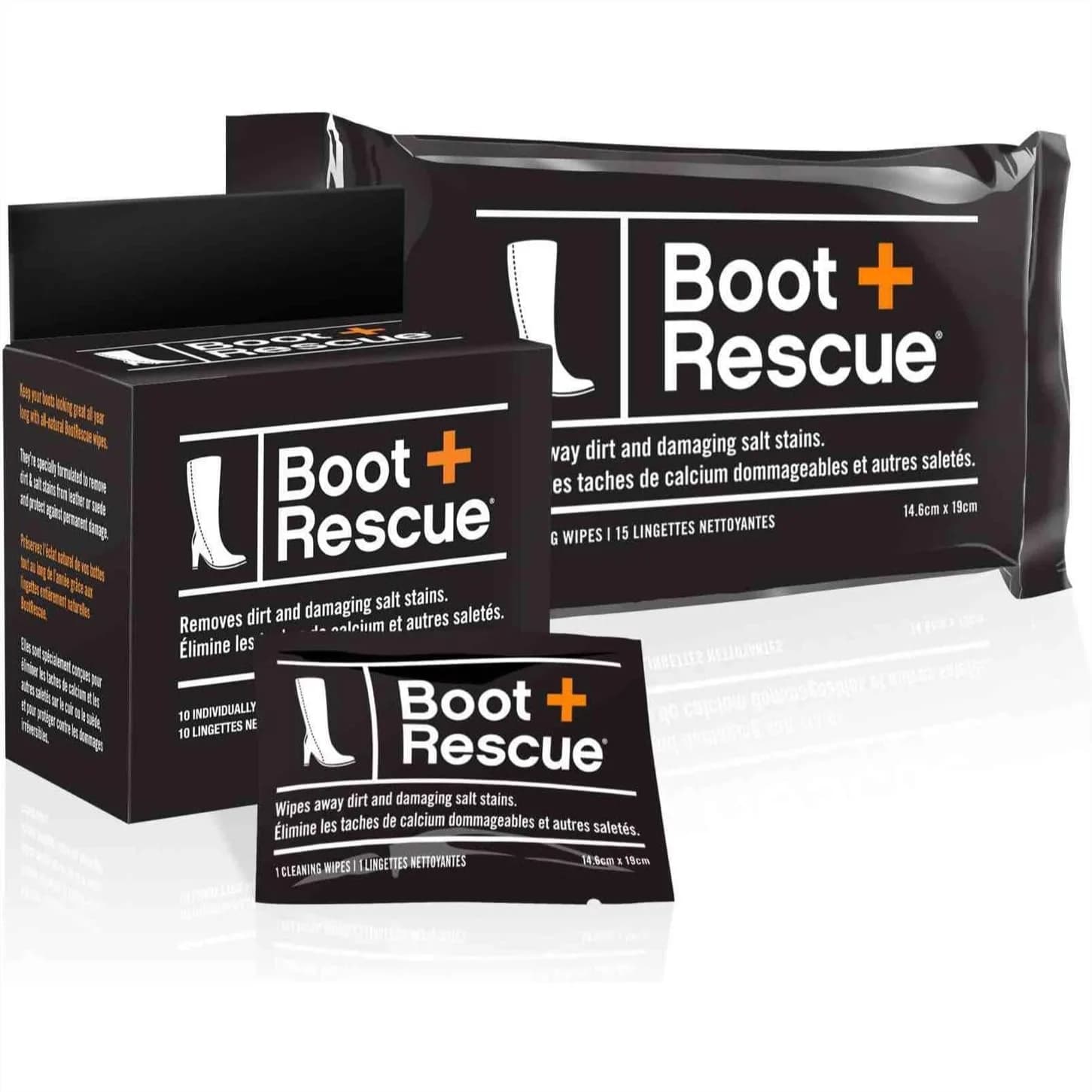 Boot Rescue Cleaning Wipes for Leather & Suede Shoes - Remove Dirt & Salt Stains, 15 Wipes