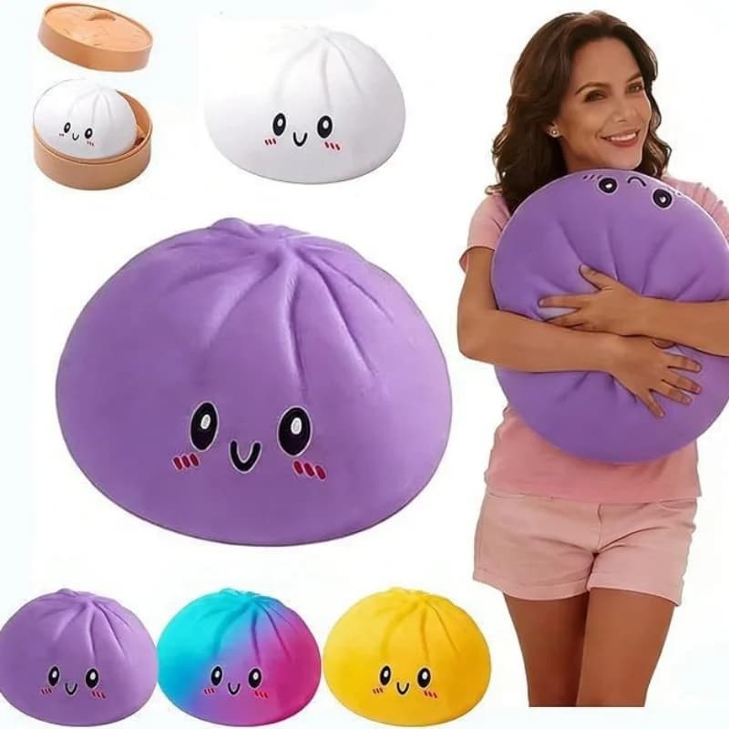 25cm Cute Giant Dumpling Plush Pillow Soft PET Stuffed Squishy Toy Hug Companion Home Sofa Bed Decor Stress Relief Toy for Kids