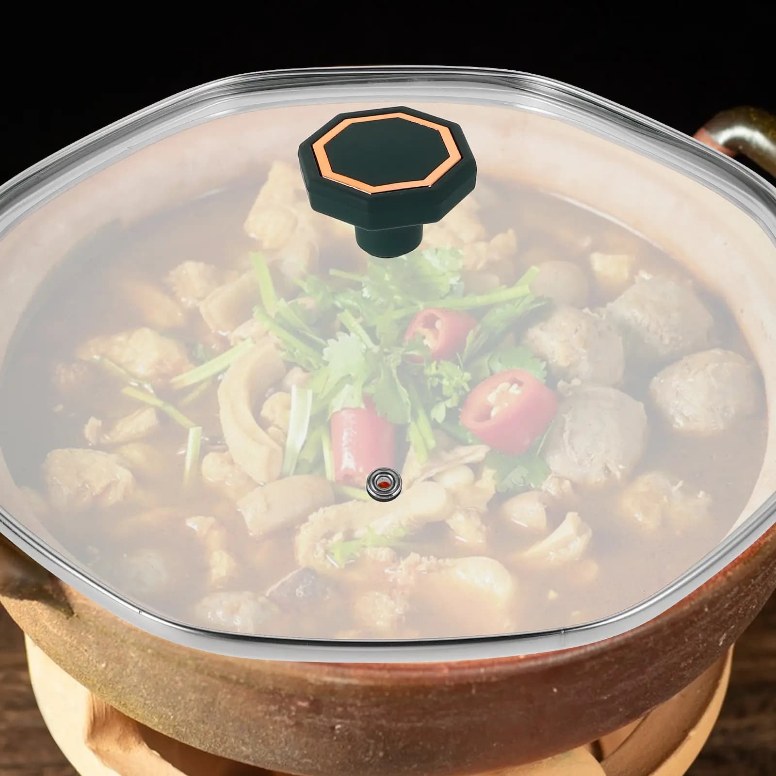 Coperchio in Vetro Temperato Ottagonale 30Cm per Wok, Padella, Pentola, Adattabile Universalmente, Resistente al Calore, Lavabile in Lavastoviglie, Chiusura Ermetica
