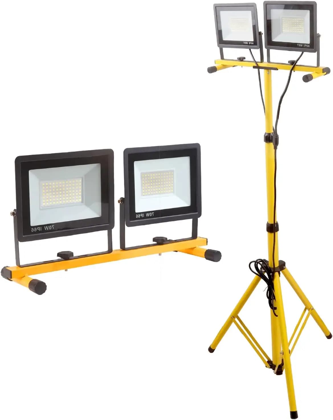 Faro da Lavoro a LED da 22000 Lumen con Treppiede Regolabile, 2 Teste, Impermeabile, Temperatura Colore 6500K