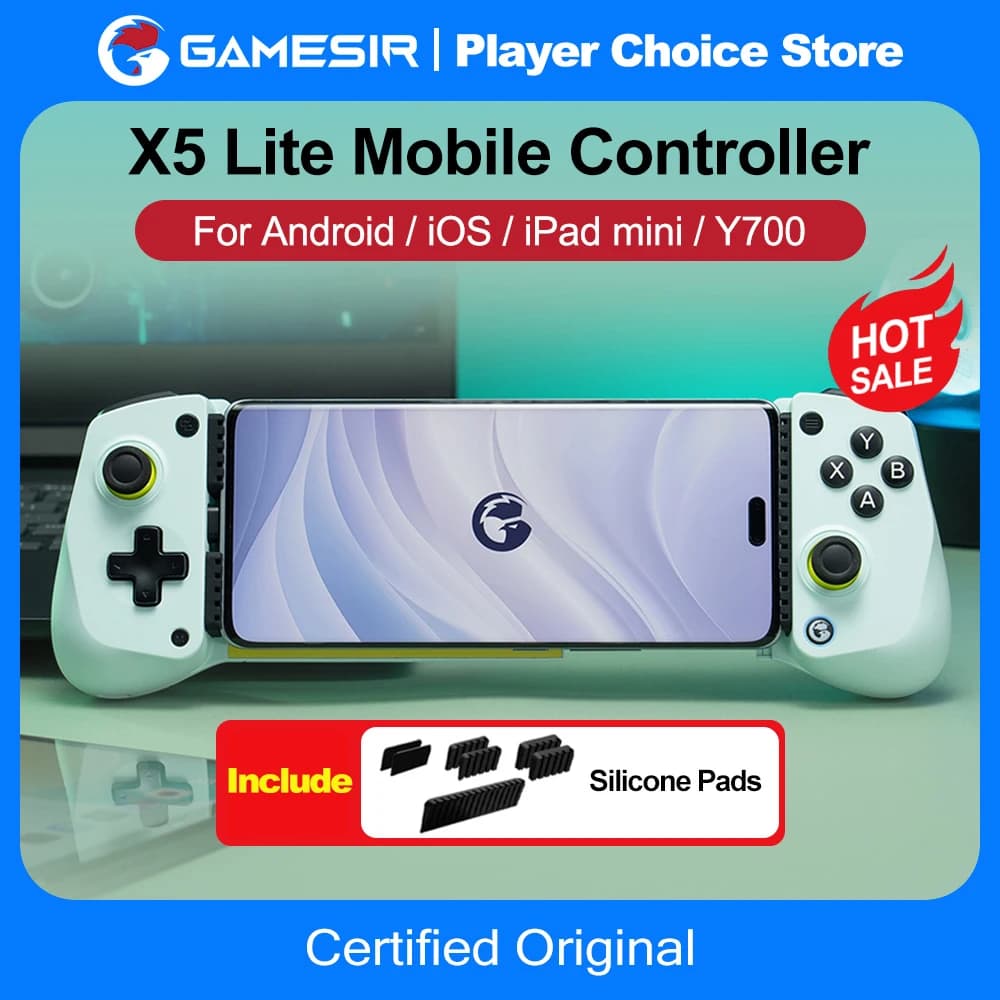 Gamepad for mobile phones GameSir X5 Lite for iPhone 16 15 Series iPad Mini Controller for Android tablet Design joystick effect Hall