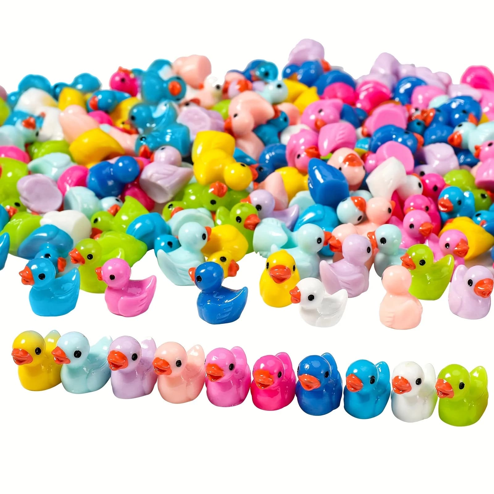 50 pezzi mini anatre in resina sfusi piccoli anatre set per decorazione in miniatura in vaso giardino casa delle bambole decorazione torta kit di melma fai da te artigianale
