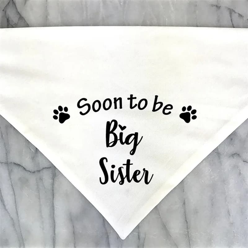 Presto to Be Big Sis bro Dog Bandana annuncio di gravidanza foto Baby Shower Gift Gender Reveal Bandana bianca nera per cani