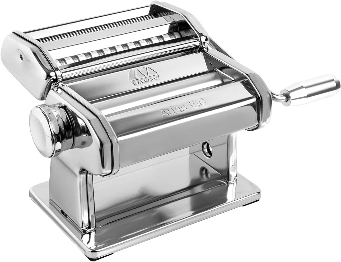 Macchina per la pasta manuale italiana, acciaio cromato. Lasagne, Fettuccine e Tagliolini