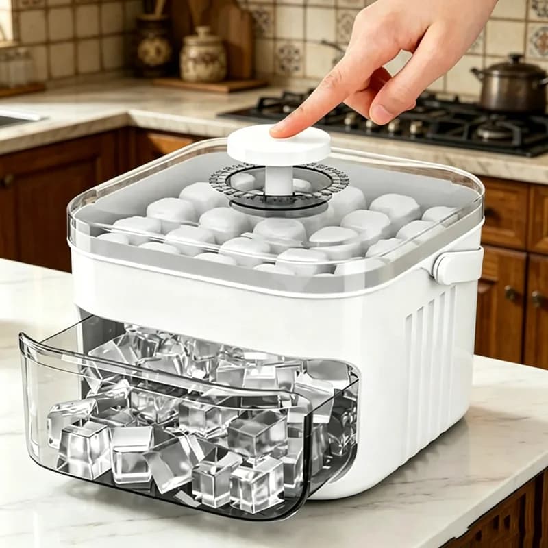 50-cube Ice Machine Large-capacity Double-layer Ice Cube Machine with Easy-to-press Lid Reusable Food Grade Ice Cube Mold