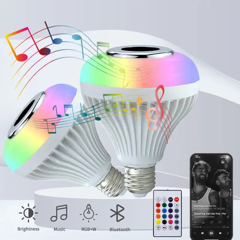 RGB Smart Bluetooth Altoparlante Lampadina musicale Lampadina colorata da palcoscenico con telecomando E27 12W Lampadina dimmerabile a LED per la festa in casa