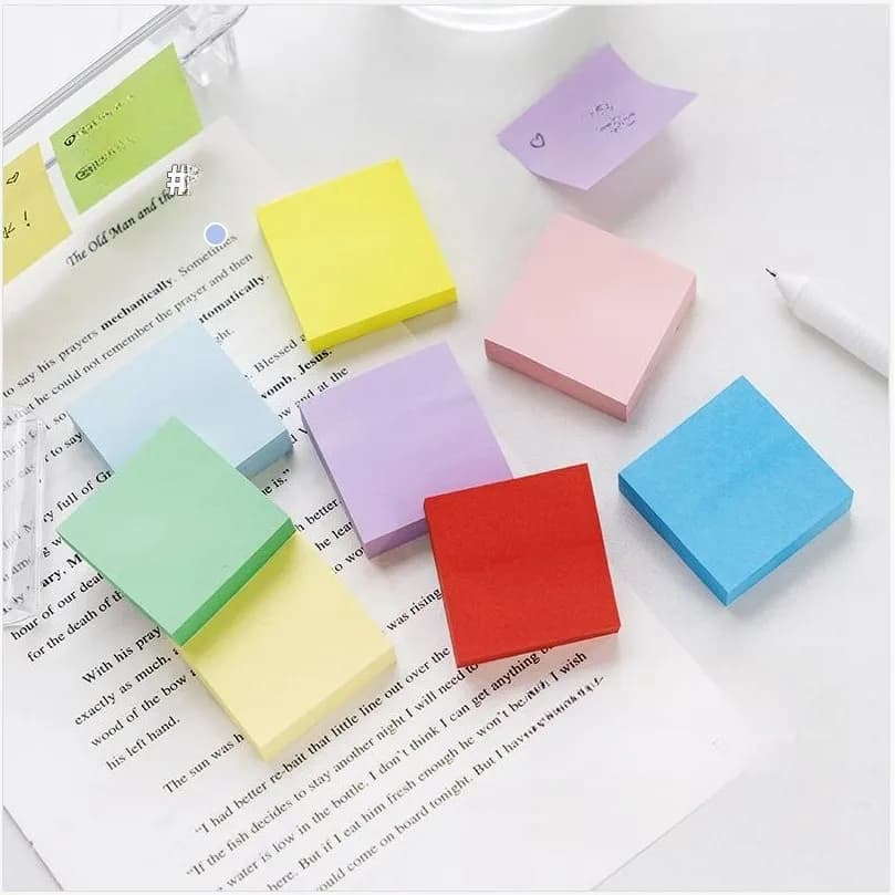 100 Sheets Sticky Notes Pads Stationery Paper Stickers Posted Memo Notepad Notebook School Office Message Colorful Sticker