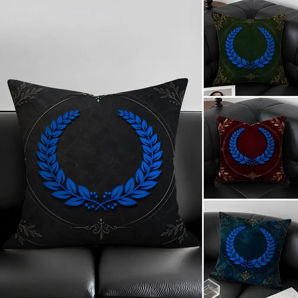 Brand Laurel Wreath Cushion Cover Natural Linen Pillowcase Set, All-in-One Decor for Sofa, Bedroom & Chair