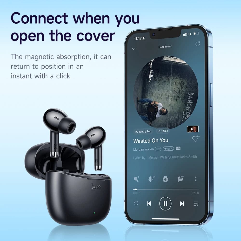 HOCO EQ2 TWS Auricolari Bluetooth 5.3 con 7 ore di riproduzione Impermeabile a bassa latenza Gaming HIFI Stereo Bass Touch Control per lo sport