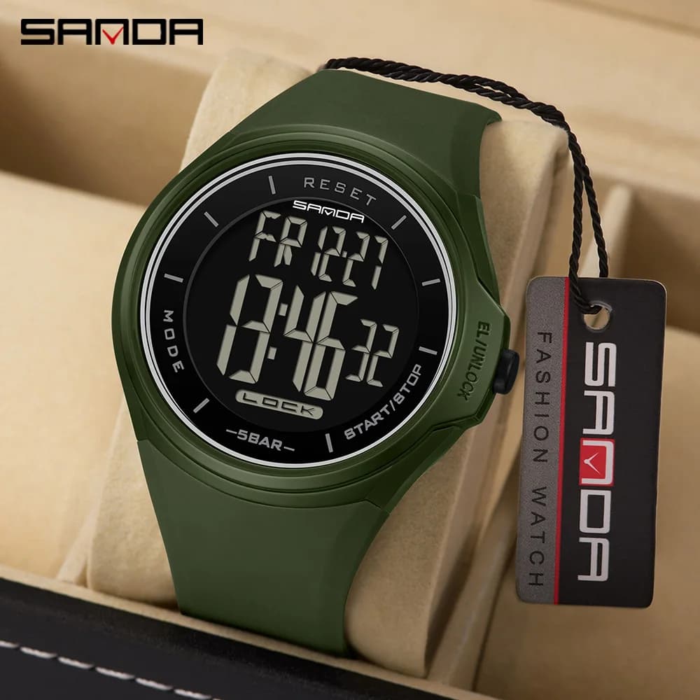 SANDA Digital Watch Men Military Army Sport cronografo data orologio da polso TPU Band Week 50m orologio elettronico maschile impermeabile 2131