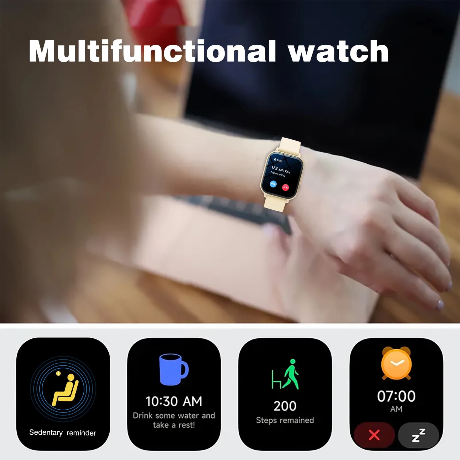 New Smart Watch, Wireless Calling, Unisex Fashion Sports Watch with Stainless Steel Strap, Multi-Sport Mode, Music Control