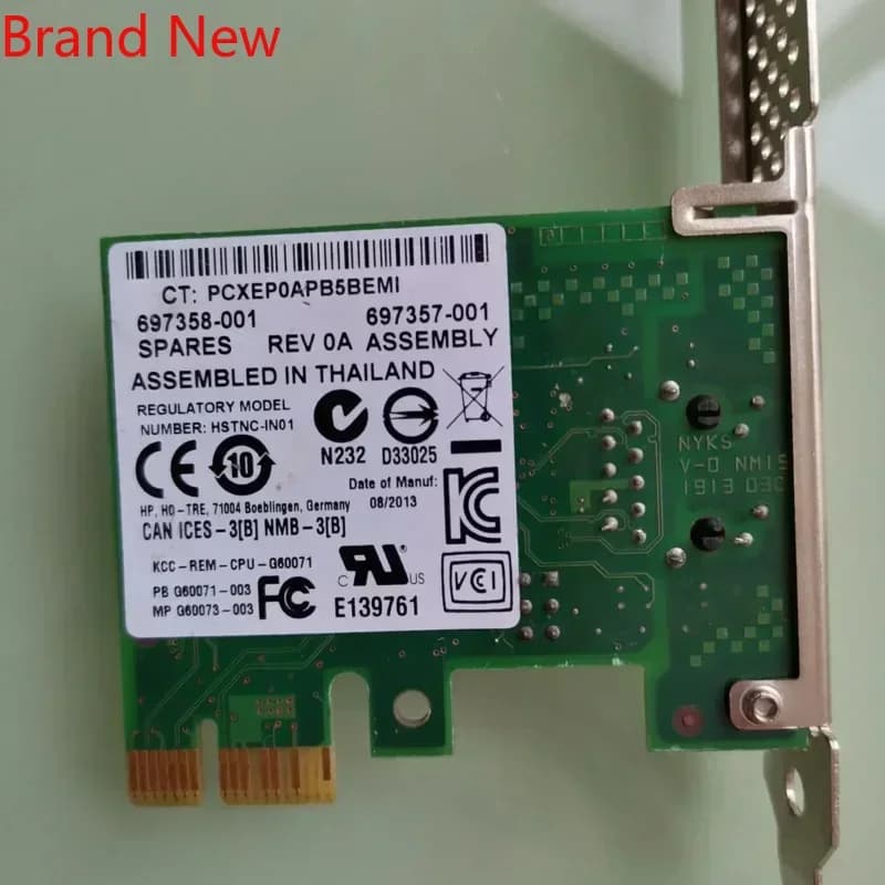 Brand New 1X 1000M Network Adapter with HP I210-T1 728562-001 697356-001 697358 - Suitable for HP Network Equipment
