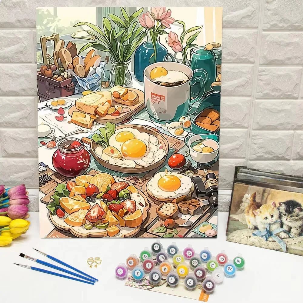 DIY Digital Oil Painting Egg Painting By Numbers Fruit Drawing By Numbers Food Acrylic Paint On Canvas Kits Kitchen Decoration-f