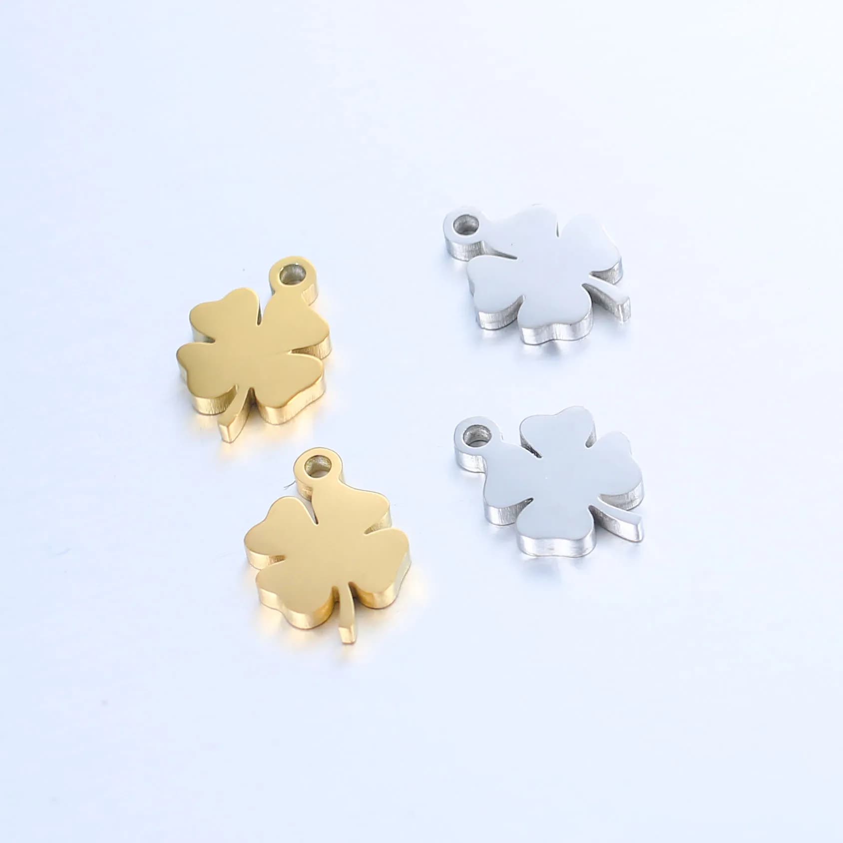 5pcs/Lot Lucky Four-leaf Clover Pendant Necklace For Women Fashion Stainless Steel Gold Silver Color Choker Jewelry Accessories