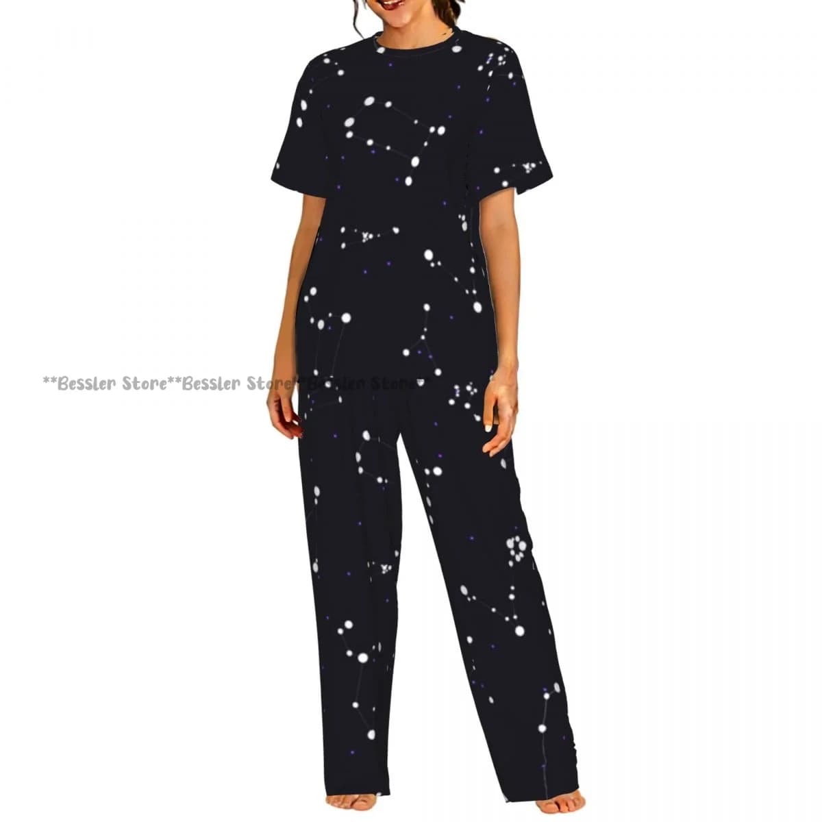 Set pigiama casual da donna Zodiac Stars On Cosmic Sky con pantaloni a maniche corte