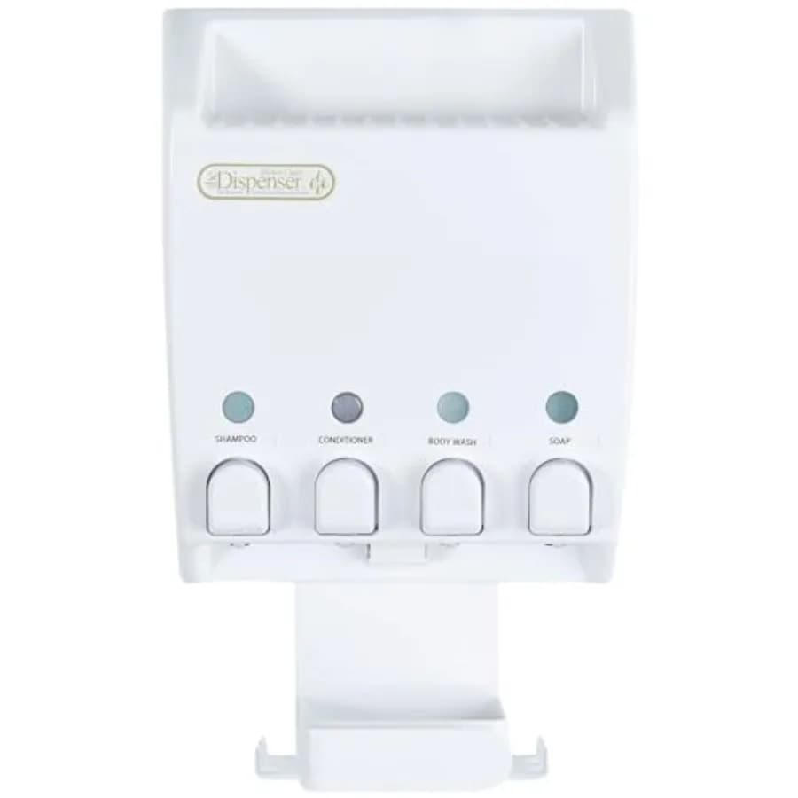 Ulti-Mate Dispenser per Doccia 4, Dispenser di Sapone da Parete per Bagno, Mensola con Ganci Integrati e Portasapone, Senza Foratura