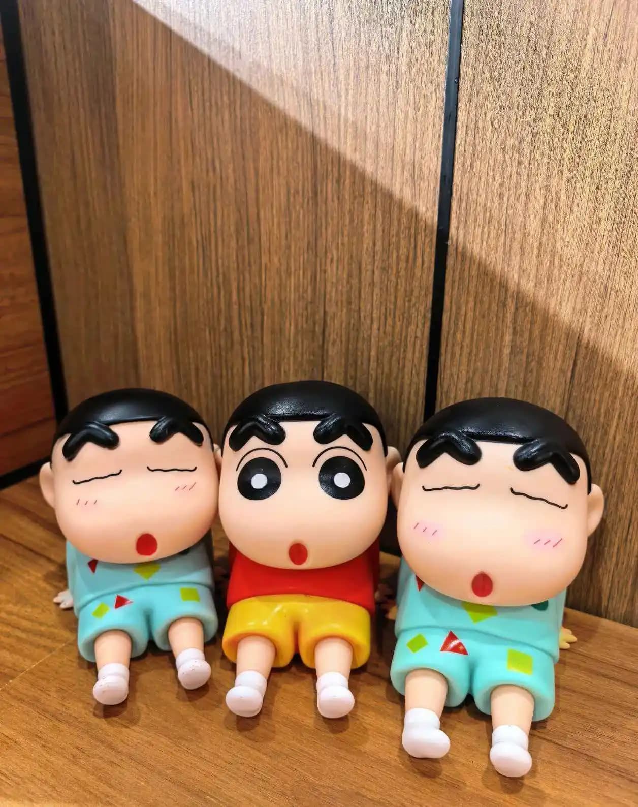 Crayon Shin-Chan Figure Phone Holder Kawaii Anime Table Ornaments Cartoon Watching TV Phone stand Nice doll decoration gift