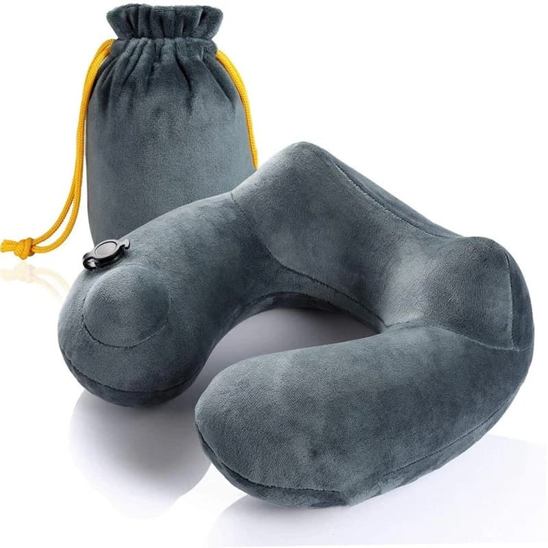 Cuscino da viaggio Cuscino gonfiabile portatile per aereo Cuscino da campeggio gonfiabile automatico a forma di U Cuscino a forma di U