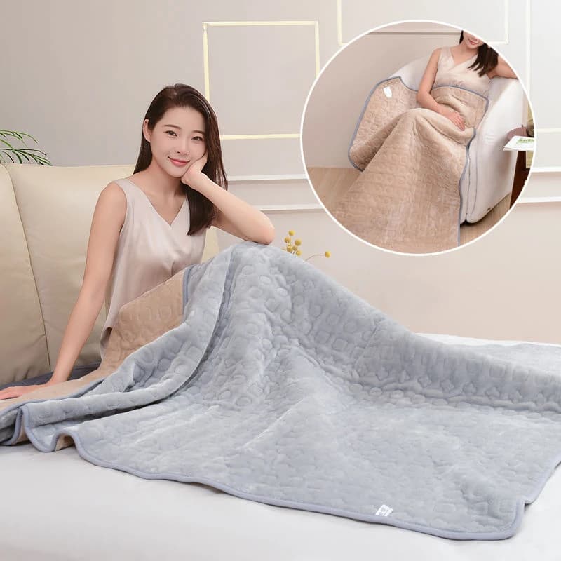 Coperta elettrica calda invernale, coperta con scialle in flanella, coperta multifunzionale rimovibile e lavabile, coperta riscaldante notturna