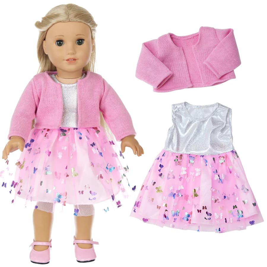 Vestito per bambola 16-18 pollici/40-45 cm bambola per neonato bambola carina maglione gonna a farfalla bambola di rinascita vestiti accessorio bambola regalo per bambina