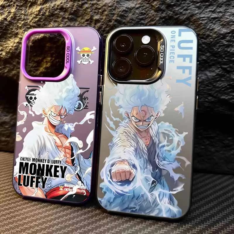 Cover per iPhone Apple One Piece Anime Luffy Colorata Argento per iPhone 17 17Air 16E 16 15 14 13 12 mini Pro Max Plus