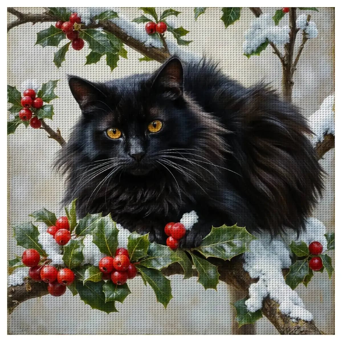 1pc 40X40CM/15.74inch The black cat on the tree stamped cross stitch kit DIY kit 11CT/14CT DIY Embroidered set DIY Cross-Stitch