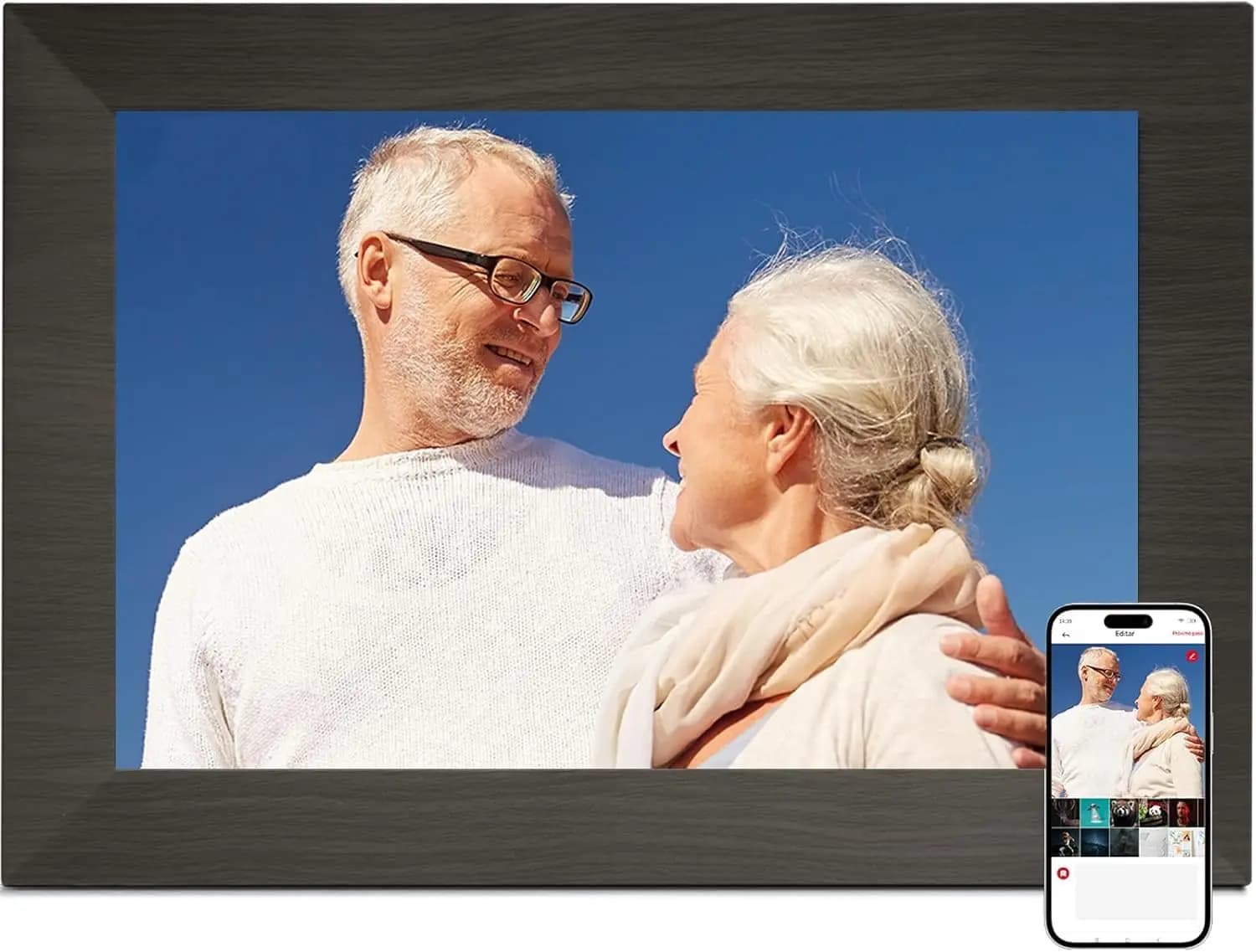 10.1" WiFi Digital Photo Frame 32GB HD IPS Touchscreen, Share Photos via Free App, Black