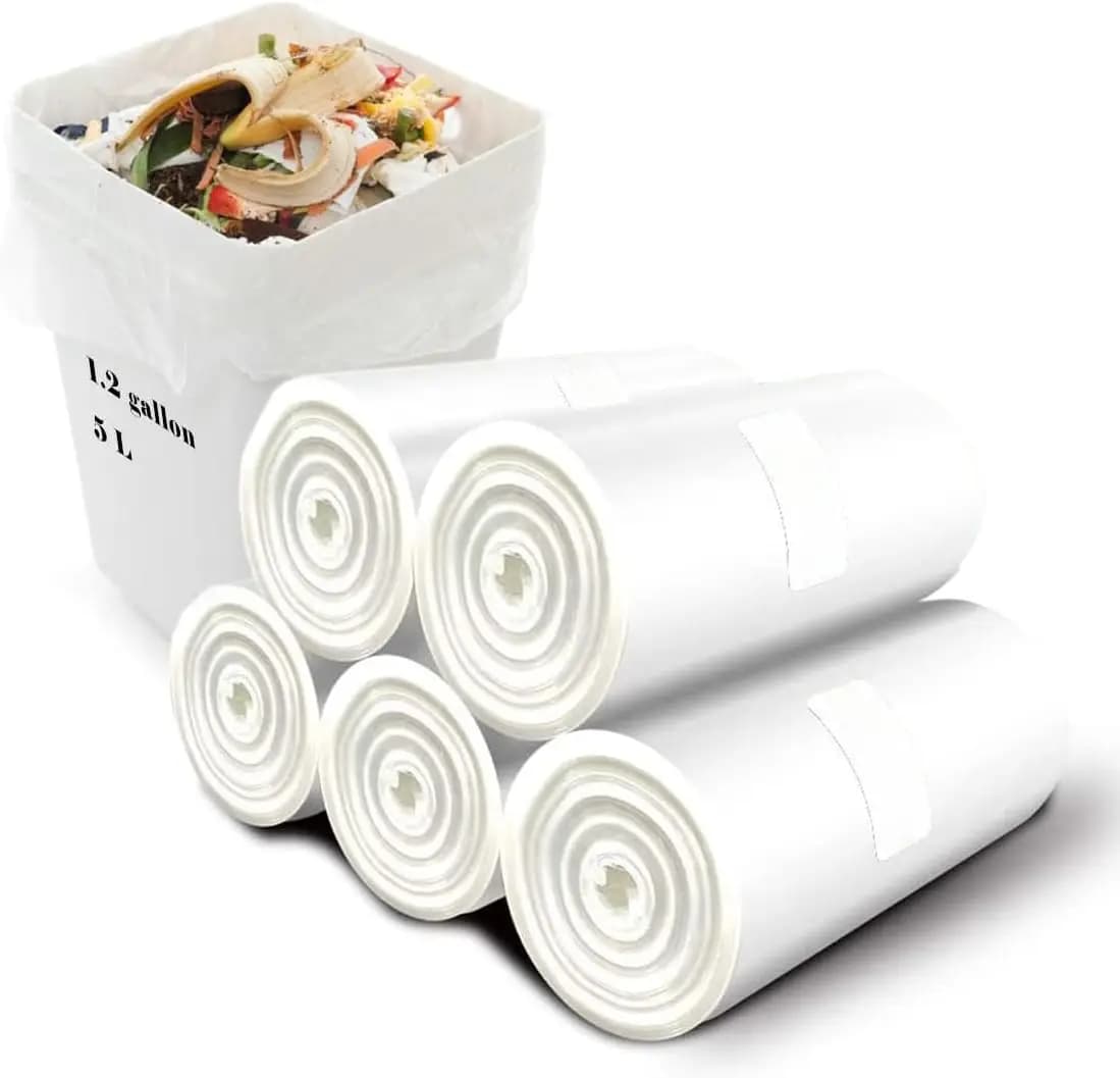 Small Trash Bags 1.2 Gallon, Biodegradable Gallon Waste Bag, Mini Compostable Strong Bathroom Wastebasket Can Liners Garbage Bag