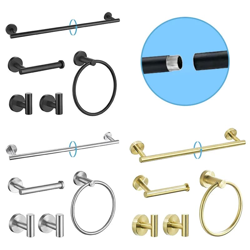 Set di accessori per il bagno da 5 pezzi, set di accessori per il bagno in oro spazzolato, set di portasciugamani da 23,6 pollici, set di portasciugamani in acciaio inossidabile