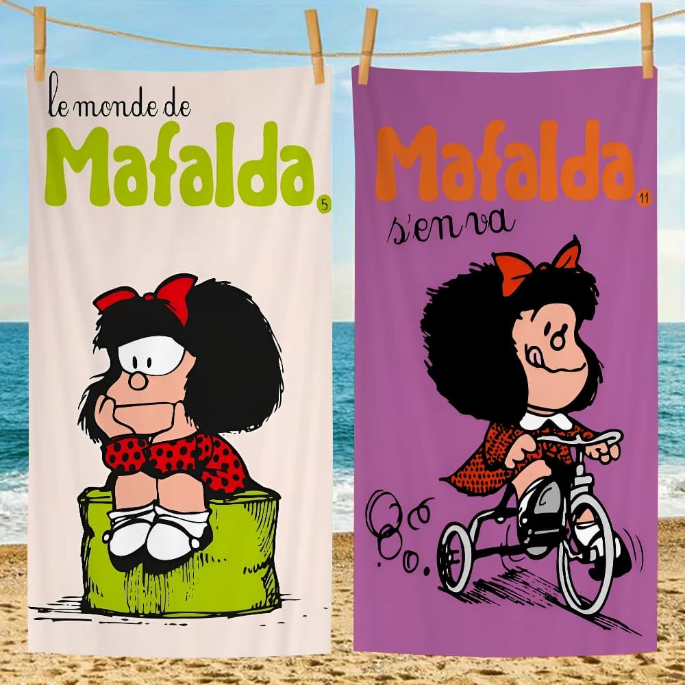 Argentina Quino Mafalda Girl grandi asciugamani da spiaggia in microfibra asciugamano ad asciugatura rapida asciugamani da spiaggia in sabbia asciugamano da piscina per viaggi piscina Yoga