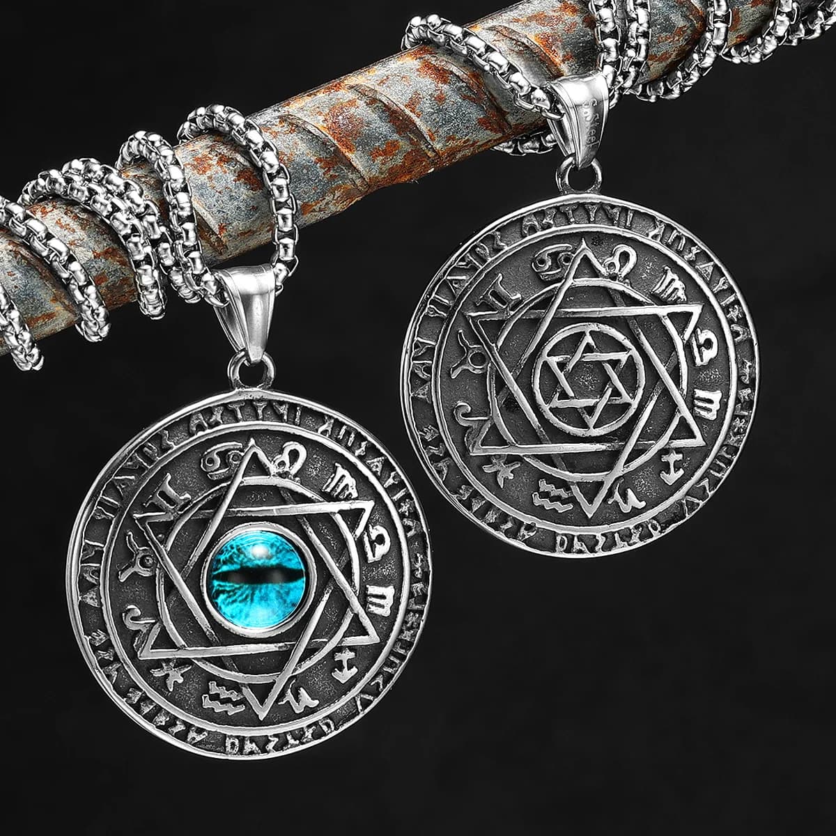 Collane con pietre preziose esagonali Token Pendenti in acciaio inossidabile 316L Stella di David Catena da uomo Punk Rock per gioielli maschili Miglior regalo