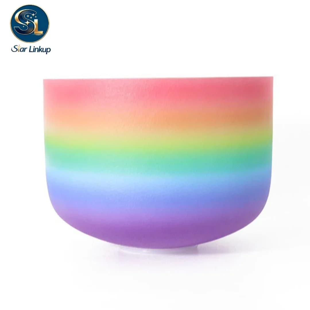 6-10 Inch A-tone Rainbow Quartz Singing Bowl 440Hz Chakra Energy Healing Yoga Meditation Sound Instrument