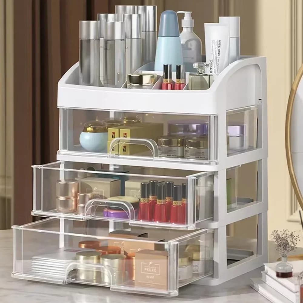 Storage cabinet for drawers with multi-layer desk box for cosmetics, jewelry, hair accessories, stationery, home office