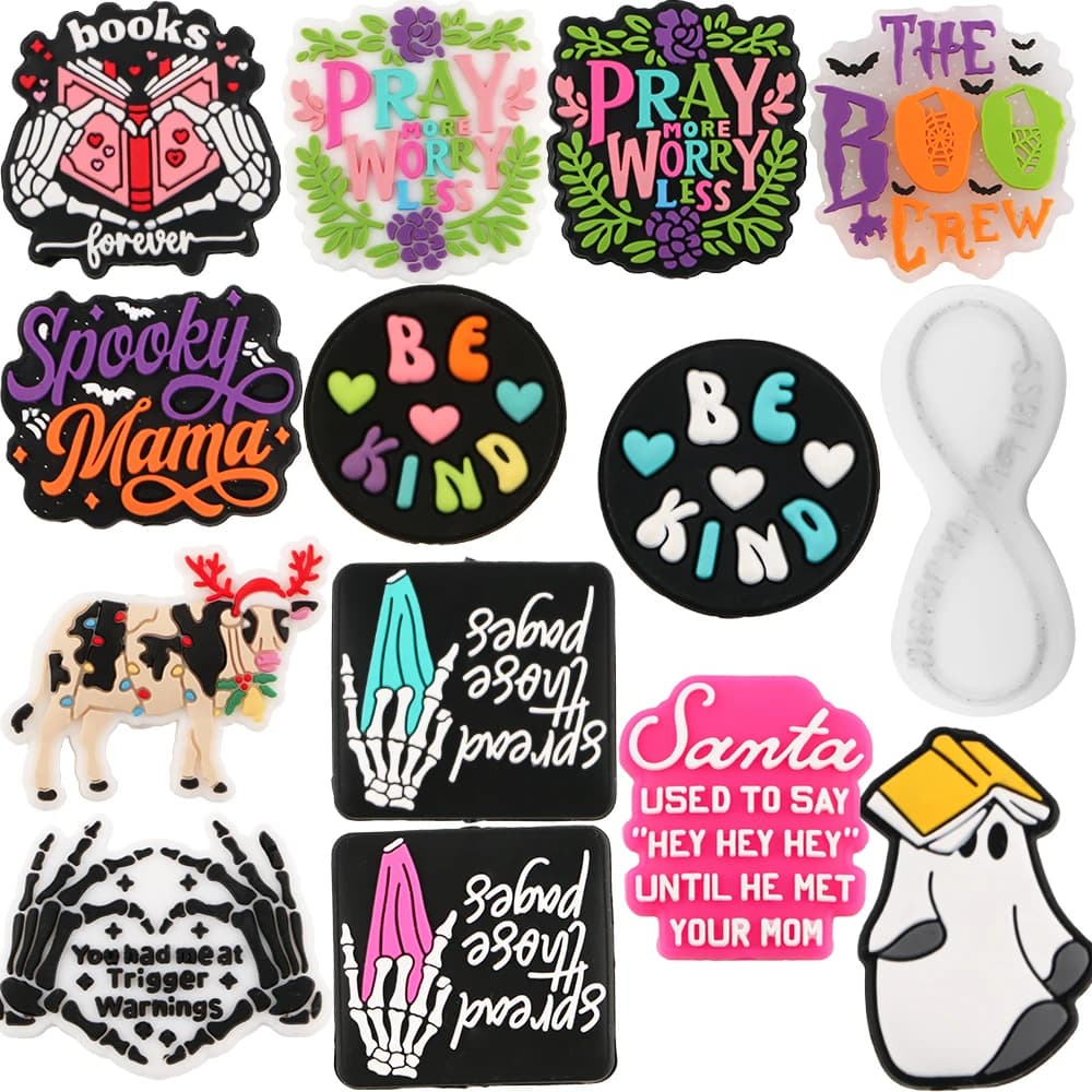 20/50 pezzi Halloween e Natale nuova messa a fuoco perline in silicone penna fai da te portachiavi braccialetto collana accessori