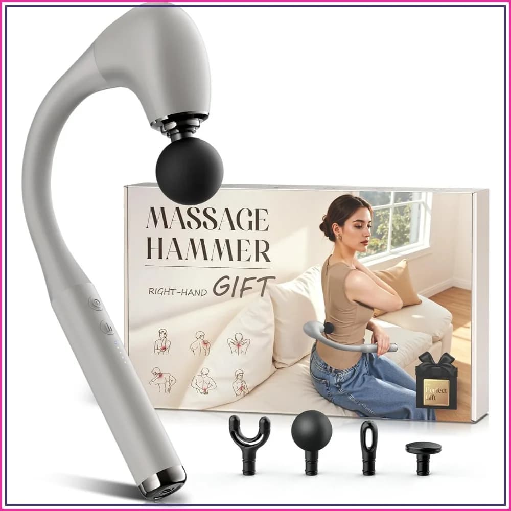 Massage Gun with Upgraded Extension Handle, 10mm Deep Tissue, Portable for Pain Relief, Gifts for Him