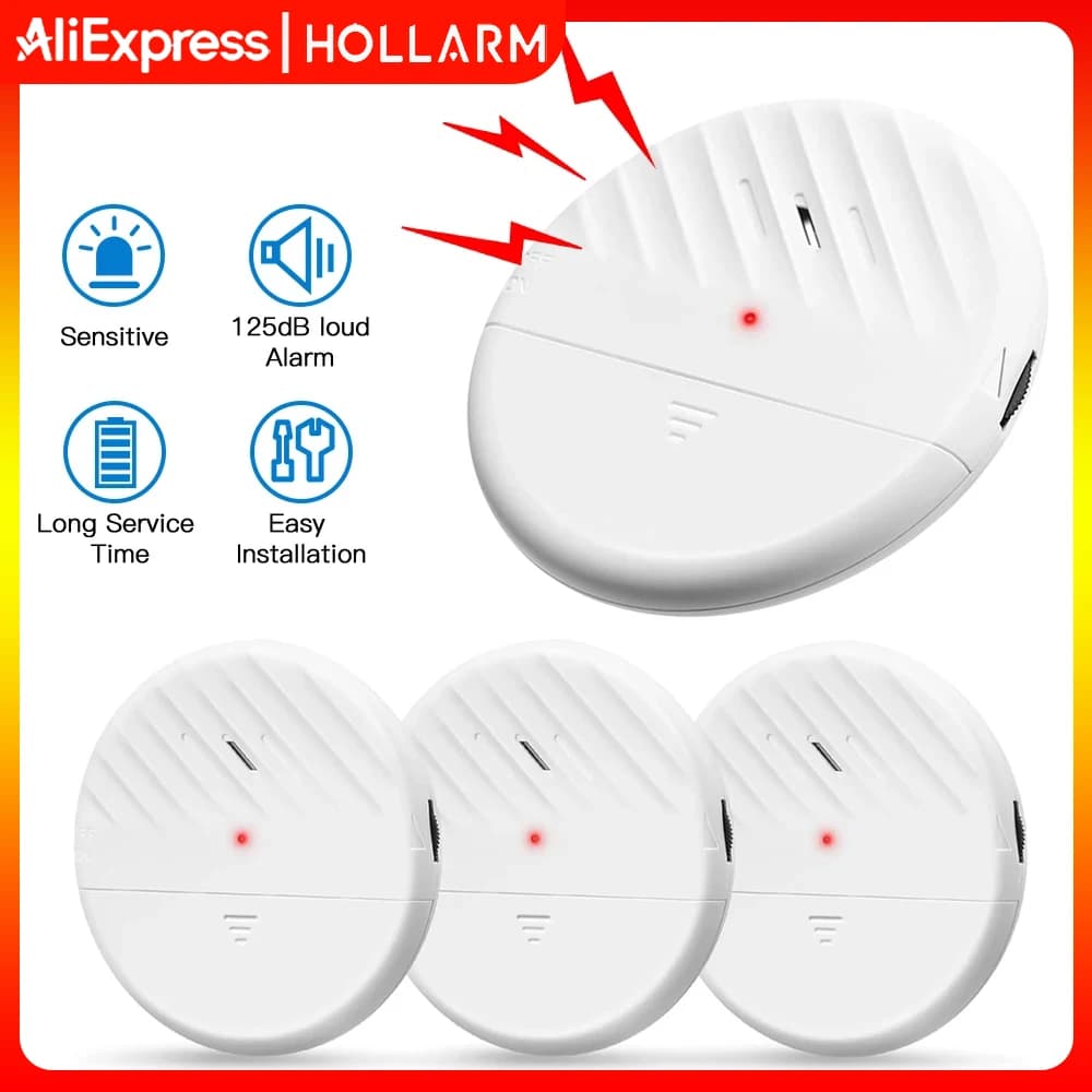 Hollarm 125dB rilevatore di sensori di vibrazione per allarme finestra Wireless allarme di rottura del vetro Ultra-sottile per Set di sicurezza per porte e finestre di casa