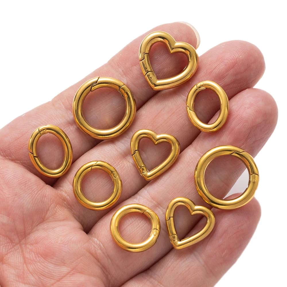 2 pcs Stainless Steel O-ring Spring Clip Keychain Heart Mosque Keychain Mosquito Buckle for DIY DIY Cord Leather Crafts
