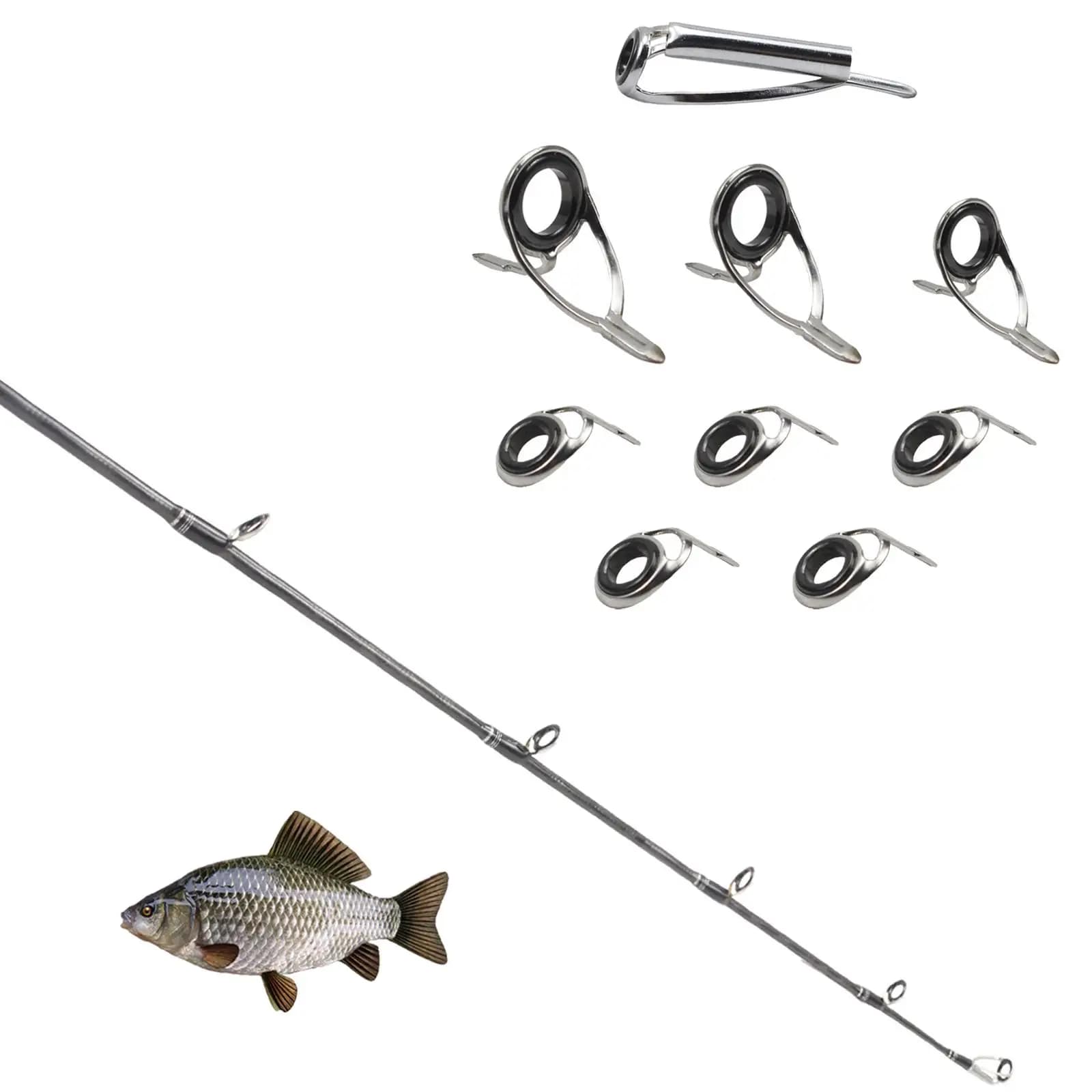 Riparazione canna da pesca Guide robuste Sostituzione Anelli guida durevoli Guide per canna da pesca in acciaio inossidabile Set di punte per la ricostruzione di canne
