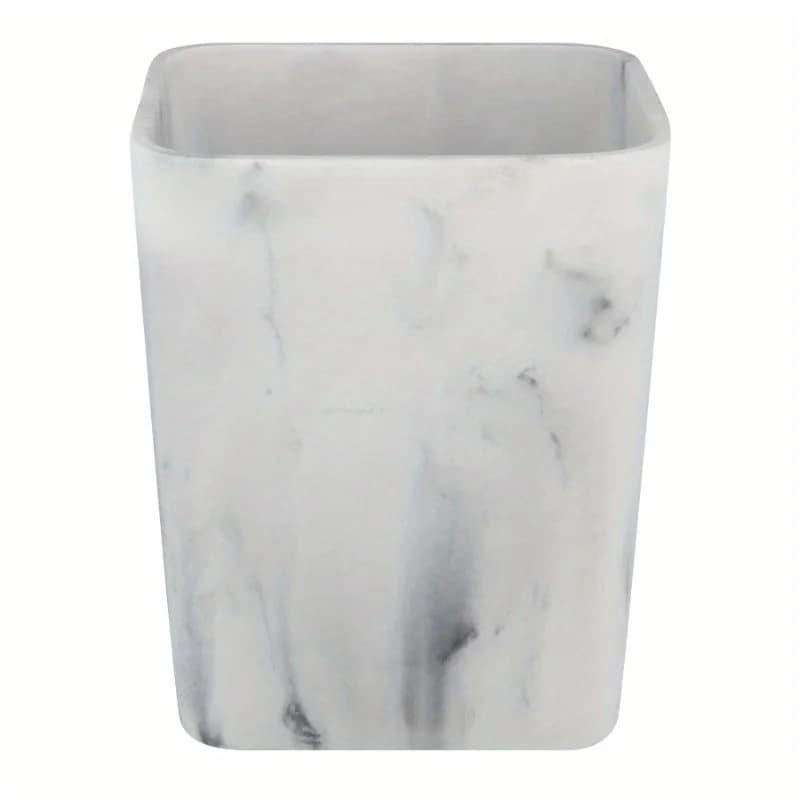 Cestino per rifiuti in finto marmo, bianco, aspetto classico in marmo bianco, design semplice ed elegante.