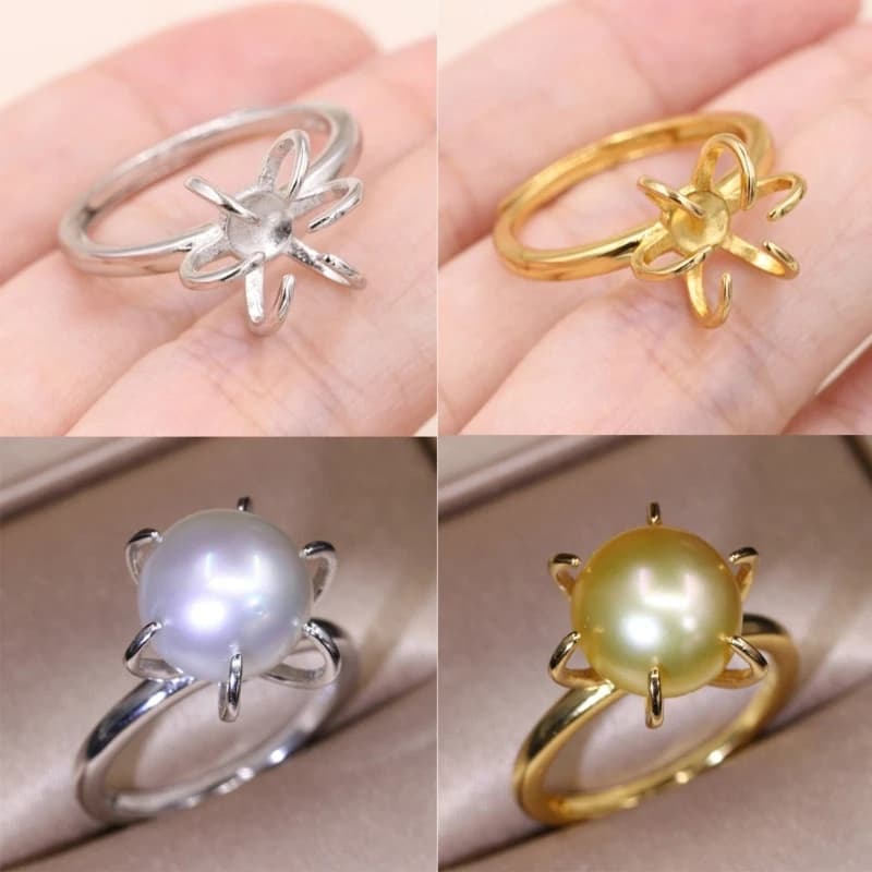 4pcs Claws Ring Blanks Base ad anello regolabile per pietre preziose irregolari Cabochon impostazione anello creazione di gioielli