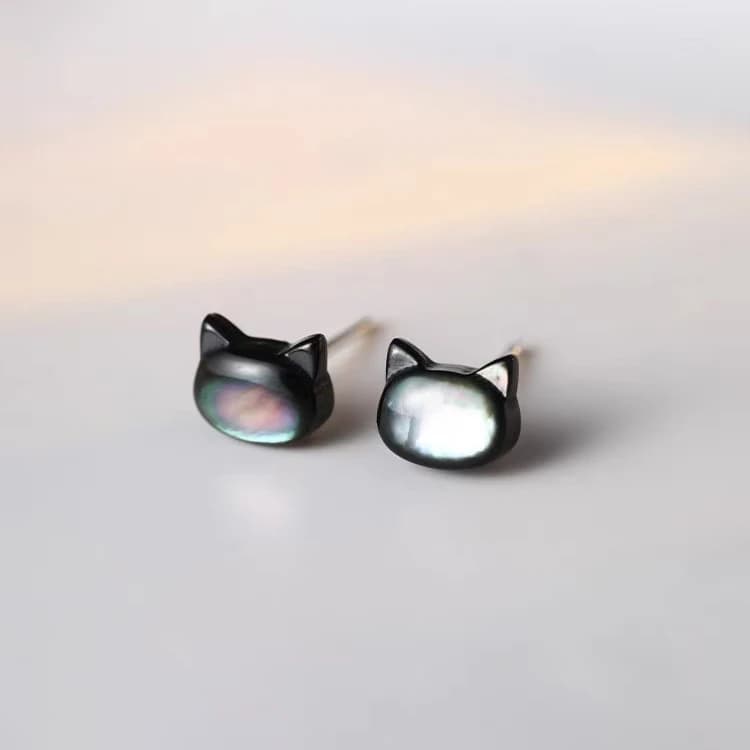 Orecchini a Perno con Gatto Nero Color Argento, Gioielli di Moda per Donne, Accessori Carini per Feste