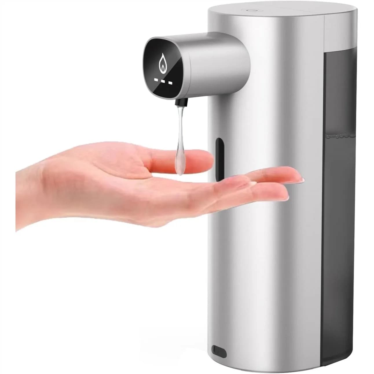 Dispenser di Sapone Senza Contatto, Ricaricabile USB 13.5oz, 3 Livelli Regolabili per Cucina e Bagno
