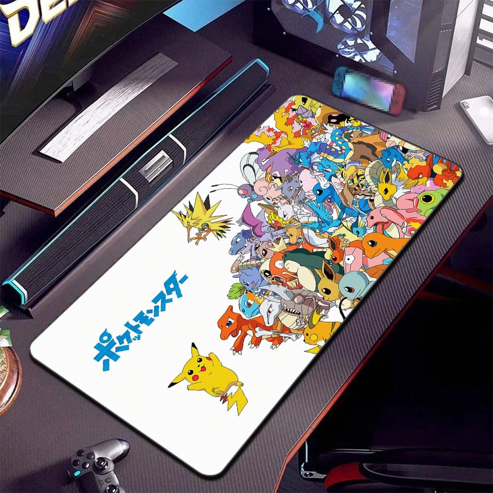 Tappetino per Mouse XXL Kawaii Anime Giapponese, Tappetino per Tastiera P-Pokemon, Tappetino da Scrivania Esteso in Gomma per PC Gamer e Laptop