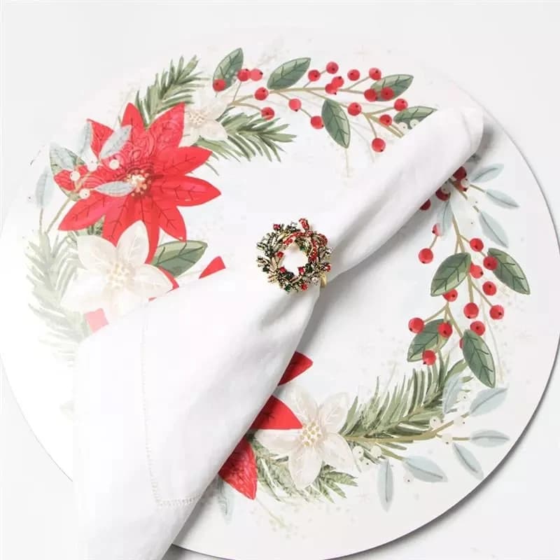 J1UL1N 4Pcs Christmas Napkin Rings Napkin Clasps Alloy Napkin Rings Napkin Buckles Dinner Wedding Party Table Decoration