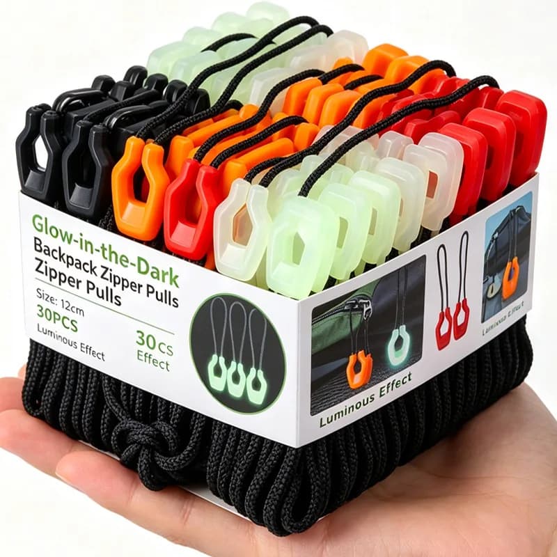 1/30pcs Luminous Zipper Pull Rope Glow in The Dark Anti-lost Backpack Anchor Rope Clothes Jackets Slider Pull Ring Sewing Tool