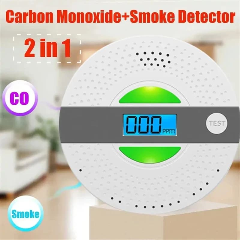 Rilevatore Combinato di Fumo e Monossido di Carbonio, Sensore CO, Rilevatore di Fumo Wireless Domestico con Allarme Sonoro e Luminoso