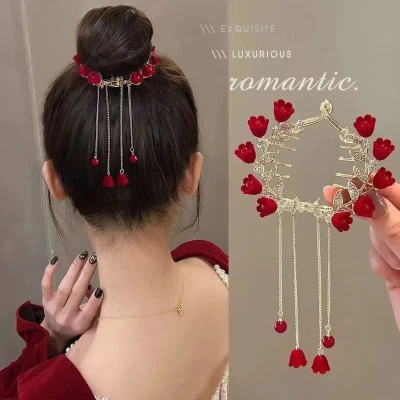 2025 Fringe Bun Clip with Gold-Plated Hair Accessory Classic Bun Hairpin for Women