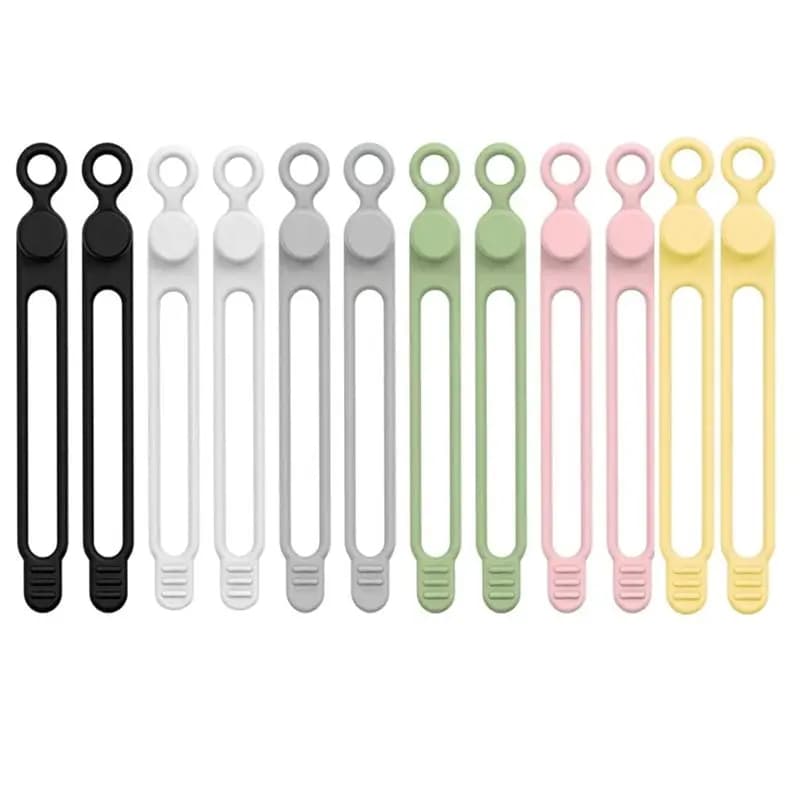 B27B Reusable Cable Management Organizers Silicone Cable Ties Multipurpose Elastic Cord Organizer 12PC