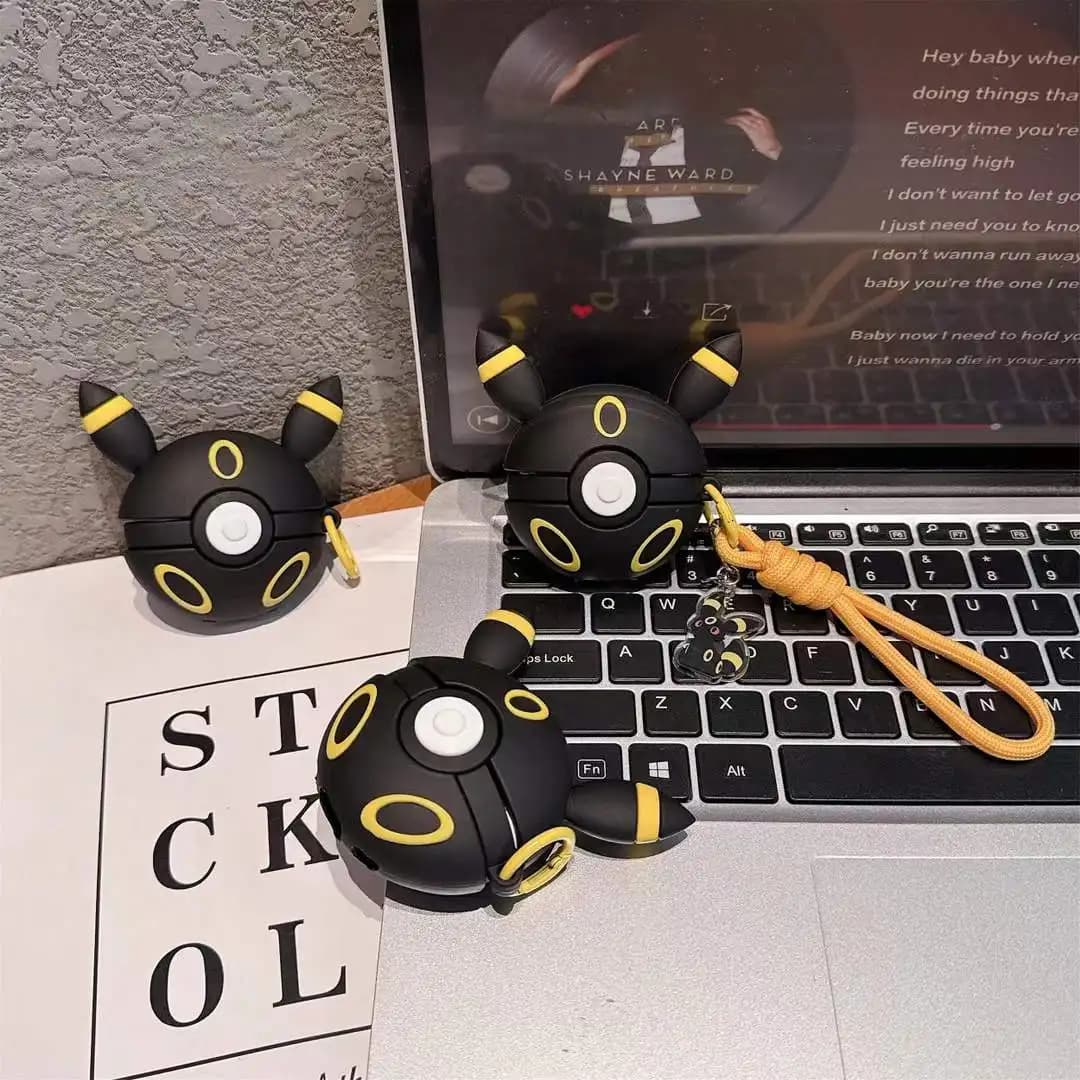For AirPods 4 3 2 1 Pro 2 AirPods Pro3 2025 New Cartoon Cushion 3D Black Cover with Strap Keyring Headset Protective Case